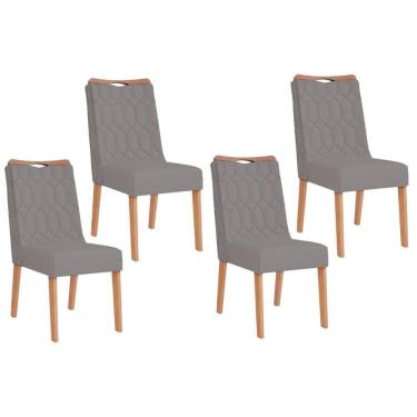 Imagem de Kit 4 Cadeiras Sala Jantar Bia 4 Un Cedro Suede Lunar