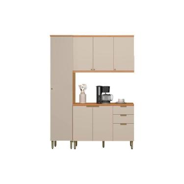 Imagem de Cozinha Modulada Completa Selene 3 Peças (1balcão+1aéreo+1paneleiro) Cp23 Jequitiba-off White Fosco - Linea Brasil