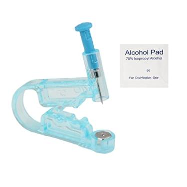 Imagem de barenx Piercing de orelha sem inflamação, sem dor, pistola de pregos punk, portátil, hipoalergênica, autoperfurante, descartável, indolor, profissional, para homens de salão - com álcool e algodão