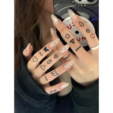 Imagem de 6 peças de adesivos semipermanentes de tatuagem mágica de suco de ervas, minimalistas, estampa floral de abelha fresca, simples, 7 a 14 dias, dedo, pulso, tornozelo, corpo, impermeável, adesivo de