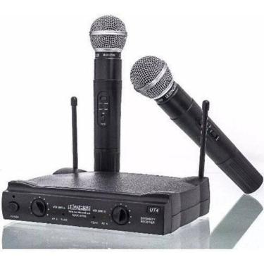 Imagem de Microfone Sem Fio Duplo Uhf Wireless Le-906 Lelong Cor Preto