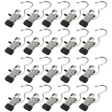 Imagem de Conjunto de 20 cabides de metal preto com clipes ajustáveis para organizar o armário, ideal para leggings, saias e muito mais, solução eficiente em espaço