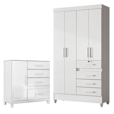 Imagem de Guarda Roupa Infantil Sobral E Cômoda Vênus Com Pés Branco - Moval