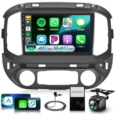 Imagem de Estéreo automotivo Android 4G + 64G para Chevy Colorado GMC Canyon 2015-2017 (tela grande e grande) com DSP Carplay/Android Auto, 22.9 cm 1280P IPS tela sensível ao toque rádio Bluetooth 5.0 FM/RDS