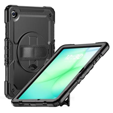 Imagem de GWYLH Capa para Samsung Galaxy Tab A11+ Plus 2025/ A9+ Plus 2023 11 polegadas, design à prova de choque com suporte para lápis/protetor de tela/alça de mão giratória 360, capa protetora preta