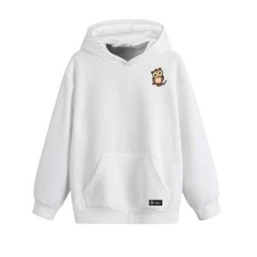 Imagem de Blusão Moletom Canguru Coruja Infantil Personalizado com Capuz e Bolso-Unissex