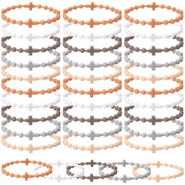 Imagem de Tondiamo 30 peças de pulseira de silicone da amizade para mulheres e homens, 5 cores, pulseira de oração de Jesus Cristão, presente de crença religiosa, the bracelet diameter: 6.28cm/2.47in, Silicone