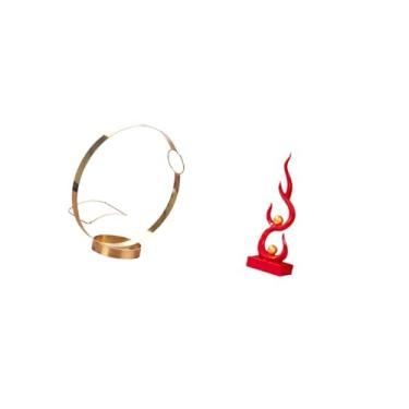 Imagem de Fenteer Porta-garrafas de Vinho com Chamas Abstratas, Escultura Organizadora, Moderna, Metal, Resina, Lareira, Rack para Pátio, Escritório, Estante, Decoração