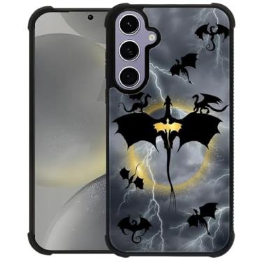 Imagem de yicomon Compatível com Samsung Galaxy S24 S25, capa de telefone com estampa de dragão mágico preto durável moda engraçada capa protetora macia antiarranhões à prova de choque