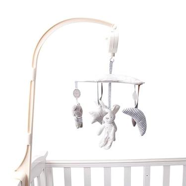 Imagem de Móbile Musical para Berço,Móvel para Berço | Berço móvel berço brinquedo chocalho brinquedos | Móbiles de berçário estrela coelho brinquedos para crianças, chocalho rotativo móvel musical, acessórios
