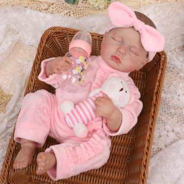 Imagem de Bebê Reborn Boneca Silicone Realista Menina Original Pintado 48cm (Menina Dormindo 3)