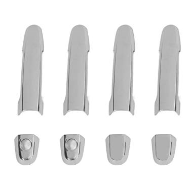 Imagem de Tbest Adesivo cromado para guarnição da maçaneta da porta externa, 8 peças, capas laterais de substituição, material ABS, atualização, aparência do carro, adequado para Vigo 2005 2014