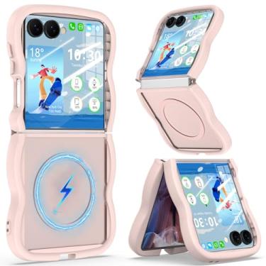 Imagem de Capa magnética projetada para Samsung Galaxy Z Flip 7 [compatível com MagSafe] para Samsung Flip 7 Slim capa protetora à prova de choque para mulheres e meninas (rosa)