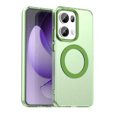 Imagem de Pzwoxukhov Capa compatível com Oppo Reno 13 Pro 5G, suporta carregamento sem fio, capa magnética à prova de choque, compatível com Oppo Reno 13 Pro 5G capa verde