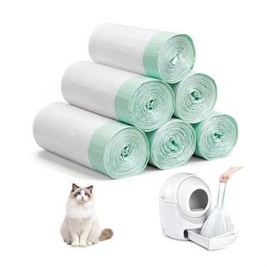 Imagem de Forros de caixa de areia para gatos de 120 unidades para caixa de areia automática para gatos e caixa de areia robô 3 e 4, sacos de lixo resistentes extra grossos com cordão, 64 x 40 cm