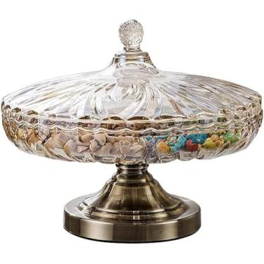 Imagem de Bandeja de lanche dividida com tampa caixa de doces de vidro bandeja de porca mesa de centro para sala de estar prato de frutas secas tigela de nozes