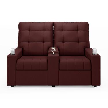Imagem de Poltrona Reclinável Para Cinema Parma 2 Lugares Baú Usb Veludo Fh1 - D'rossi Cor Vinho