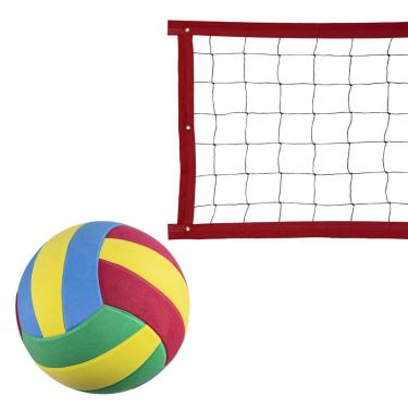 Imagem de Kit rede de vôlei especial 5 metros vermelha + bola-Unissex