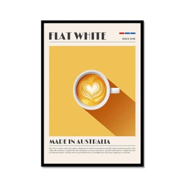 Imagem de Coffee Prints Cafe Latte Espresso Cappuccion Americano Cafe Poster Decoração de Cozinha Pintura em Tela Presente Decoração de Sala de Jantar (SKU6,30.5x40.6 cm = (30x40cm), Moldura de Metal Preto)