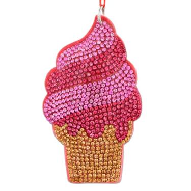 Imagem de Enfeite de Natal de sorvete, enfeites de fibra para decoração de árvore de Natal, enfeite de árvore de sorvete rosa, ornamentos engraçados, presentes de lembrança para lembrancinhas de festa de Natal
