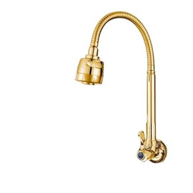 Imagem de torneira cozinha parede preta flexível Duplo Jato Cone 1/4 de Volta (dourado/parede/ 360°)