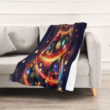 Imagem de Wassud Cobertores e mantas de Natal 152 x 228 cm, cobertor mágico de árvore de Natal para sofá, cadeira, decoração de casa