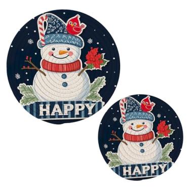 Imagem de Wassud Conjunto de trivet de pássaro cardeal vermelho de Natal para pratos quentes, suportes redondos de algodão, almofadas quentes, porta-copos elegantes, decoração de cozinha e acessórios, 2 peças