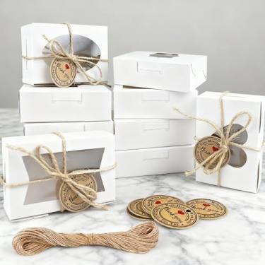 Imagem de 10 caixas de sabão para sabonete caseiro com janela pequenas caixas de embalagem de cartão branco para sabonetes caseiros padaria doces biscoitos suprimentos de embalagem