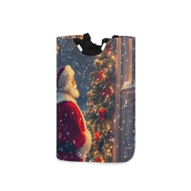 Imagem de CEBUGI Cesto de lavanderia Papai Noel com alças cesto de roupa suja dobrável para roupas, quarto, banheiro, dormitório
