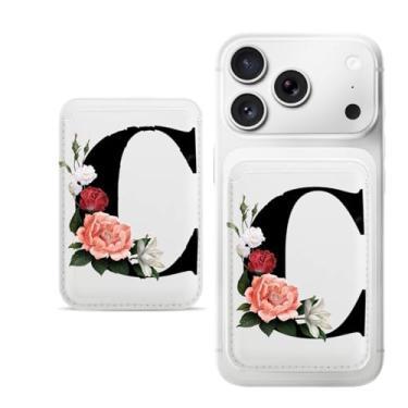 Imagem de Carteira magnética C-letter para iPhone, capa fina de couro PU, capa para cartão, capa traseira para cartão, acessório de telefone fofo