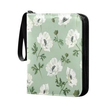 Imagem de Wassud Fichário de 4 bolsos, anêmonas brancas, comporta 400 cartões padrão, álbum TCG CCG MTG à prova d'água, presentes para colecionadores, meninos e meninas