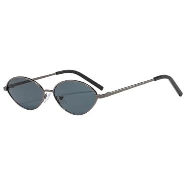 Imagem de Óculos de Sol Femininos Ovais de Metal com Lentes Transparentes Estilo Oceano e Proteção UV400, Ideais para Esportes ao Ar Livre, Corrida e Ciclismo, Cor Cinza Chumbo
