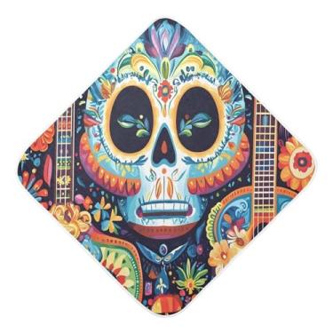 Imagem de STAYTOP Toalhas de bebê com capuz musselina estilo mexicano com estampa de violão, toalha de banho super macia, toalhas de banho absorventes para banho de recém-nascido unissex 76 x 76 cm