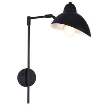 Imagem de Luminária de parede vintage ajustável com interruptor, estilo retrô industrial, giratória, para ambientes internos. Luminária de parede com braço longo ajustável em metal, ideal para cabecei