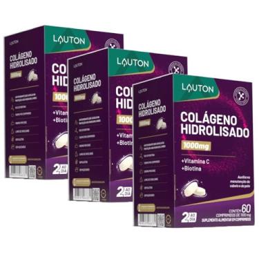 Imagem de KIT 3X Colágeno Hidrolisado Com Vitamina C e Biotina 60 comprimidos - Lauton