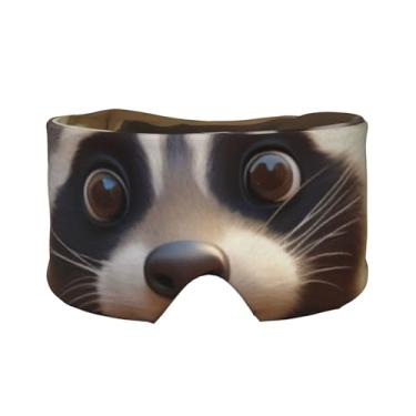 Imagem de Linda máscara para dormir com estampa de guaxinim para olhos e orelhas, respirável, ajustável, blecaute, venda, confortável