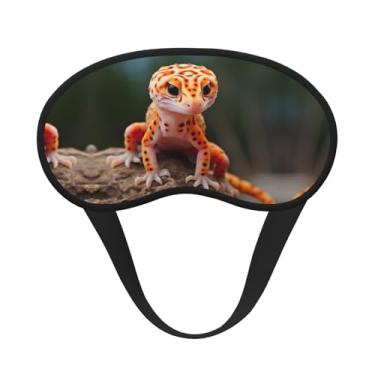 Imagem de Máscara de dormir blackout com estampa de lagartixa de leopardo de areia, máscara para os olhos, macia, leve, para dormir, meditação, viagem, ioga