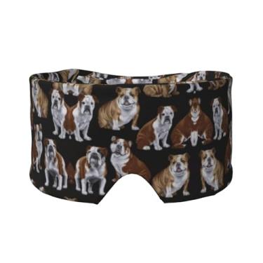 Imagem de Máscara de proteção para olhos e orelhas com estampa de buldogues ingleses, respirável, ajustável, blecaute, confortável