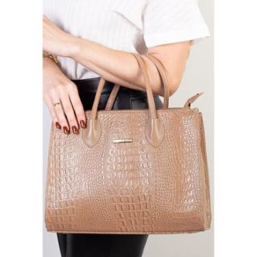 Imagem de Bolsa de couro croco estruturada Valéria-Feminino