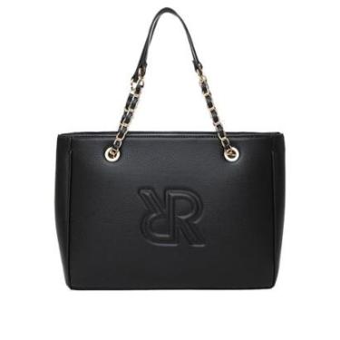 Imagem de Bolsa Feminina Rafitthy Tote Grande Monograma Corrente Preta-Feminino