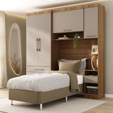 Imagem de Quarto Modulado Solteiro com Guarda-roupas Maleiro e Cabeceira Paris Master Luciane Moveis