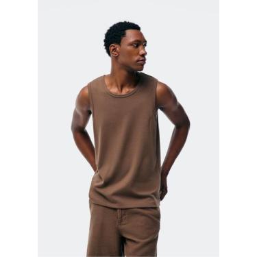 Imagem de Regata Masculina Em Algodão Peruano - Hering, XG, Marrom médio