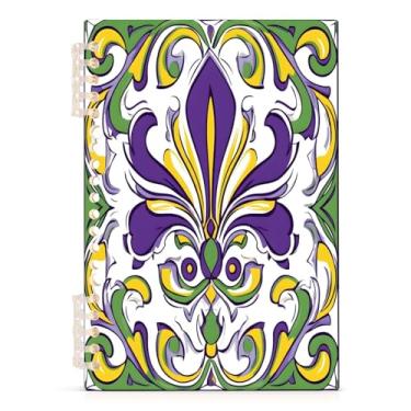 Imagem de Burbuja Caderno Mardi Gras Fleur-de-lis, papel pautado universitário A5 com 60 folhas, fichário para escritório, 1 pacote