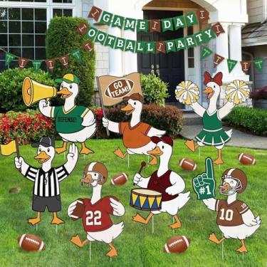 Imagem de Kathfly Pacote com 7 placas de campo de futebol Big Goose com estacas decorações de festa esportiva para jardim de gramado ao ar livre