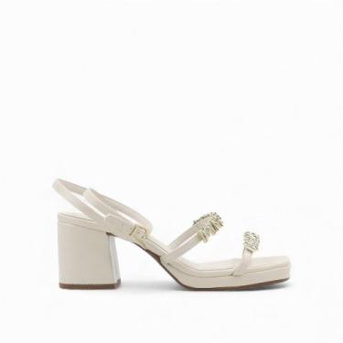 Imagem de Sandália Salto Bloco Detalhe - DI VALENTINI, Off white, 35