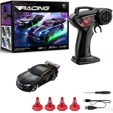 Imagem de KAIMIO 1:64 Scale Mini RC Drift Car with Gyro Full Proportional RTR 2.4Ghz Remote Control with RGB Lights (04-Black)