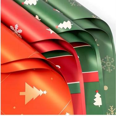 Imagem de OUKEYI Papéis de embrulho de Natal - Papel de embrulho de flores à prova d'água DIY artesanato papel de embrulho de presente de feriado 58 x 58 cm 20 peças