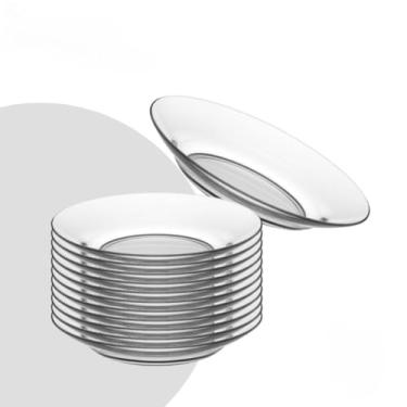 Imagem de Kit 12 Pratos Fundos de Vidro 22cm – Pratos para Massas e Sopas – Design Moderno Durável e Elegante