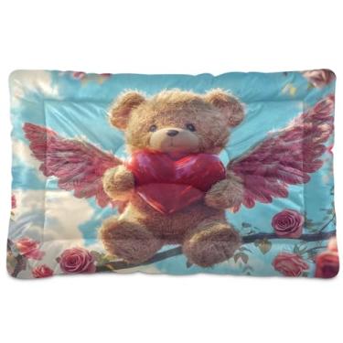 Imagem de Wassud Tapete lavável para animais de estimação Bear with Wings para cães e gatos, almofada de cama de viagem antiderrapante, almofada de canil para ambientes internos e externos, 45,7 x 61 cm