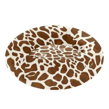 Imagem de SEHANY Cama de cachorro com estampa de vaca marrom, removível e lavável, pequena, redonda, cama de gato fofa, super macia, confortável para animais de estimação com fundo antiderrapante para cães